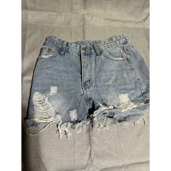 Lot Of 6 Jean Shorts Women Denim Waist spring break chic booty distressed - Picture 10 of 16
